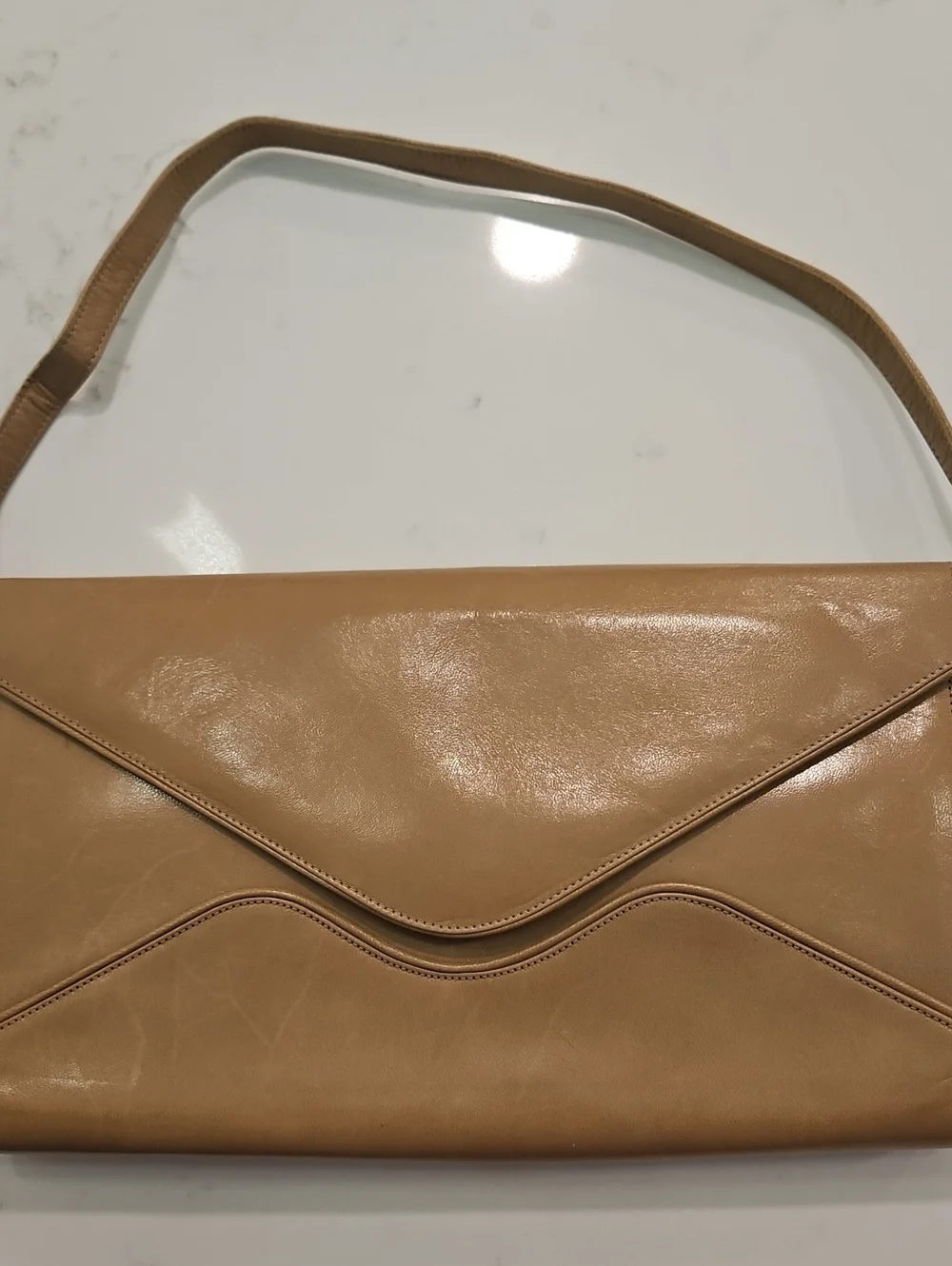 Vtg Charles Jourdan Paris Kid Leather Envelope Bag Clutch Removable Strap EUC